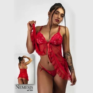 BABYDOLL + PANTY NEMESIS ROJO