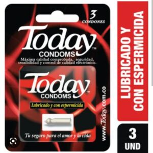 CONDONES TODAY X 3 (lubricante y espermicidas vinotinto)