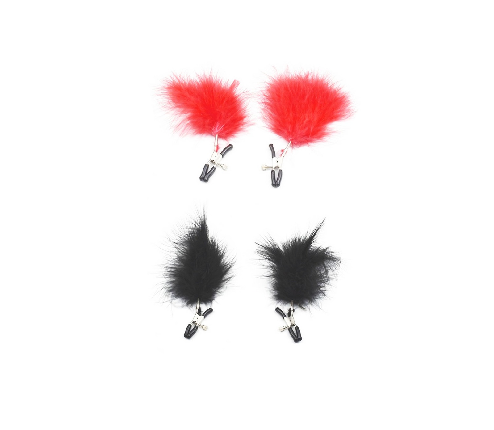PEZONERA PINZAS CON PLUMAS (NEGRAS Y ROJAS)