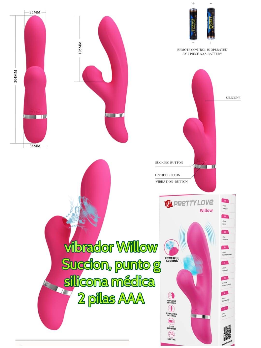 VIBRADOR WILLOW CON SUCCION PUNTO G