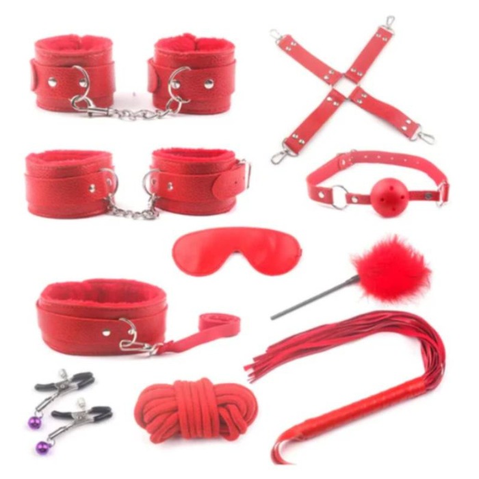 KIT FETISH 10 PIEZAS TIPO CUERO