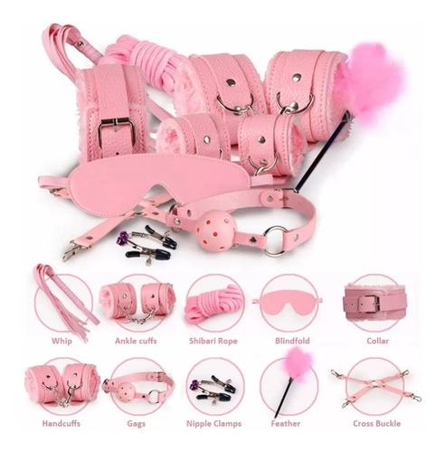KIT FETISH 10 PIEZAS TIPO CUERO